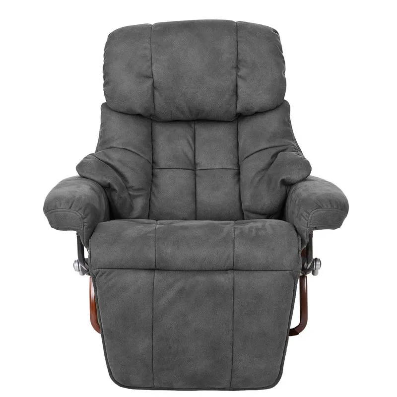 Fauteuil TV de relaxation pivotant en tissu/textile gris foncé cadre en bois mouluré aspect noyer 04_0007817