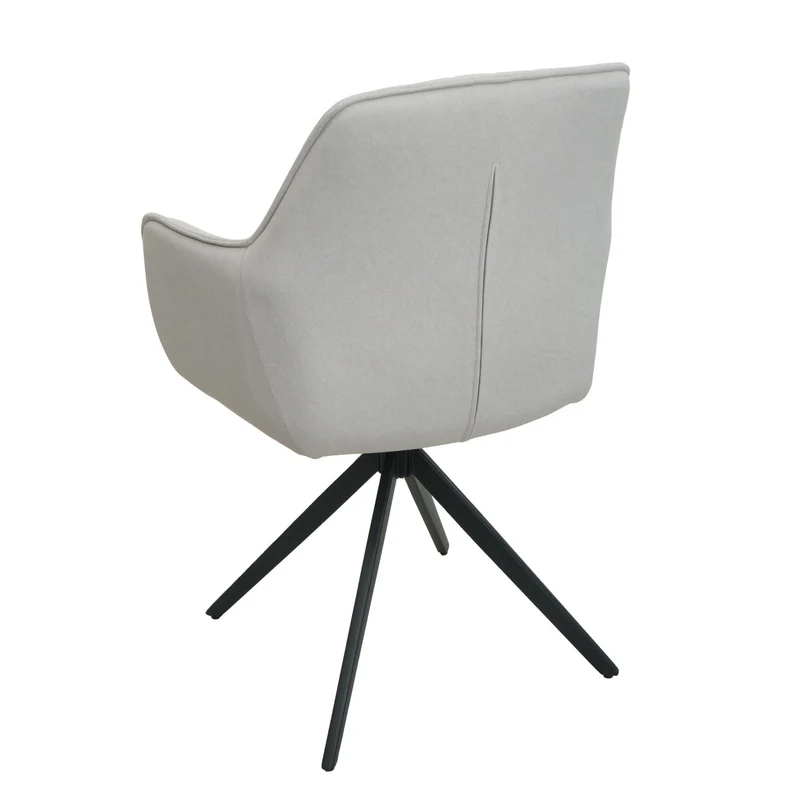 Lot de 2 chaises de salle à manger avec accoudoirs siège rotatif en tissu crème beige cadre en acier noir 04_0007369