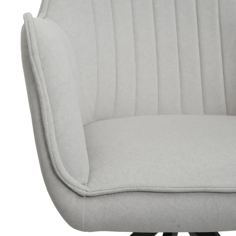 Lot de 2 chaises de salle à manger avec accoudoirs siège rotatif en tissu crème beige cadre en acier noir 04_0007369