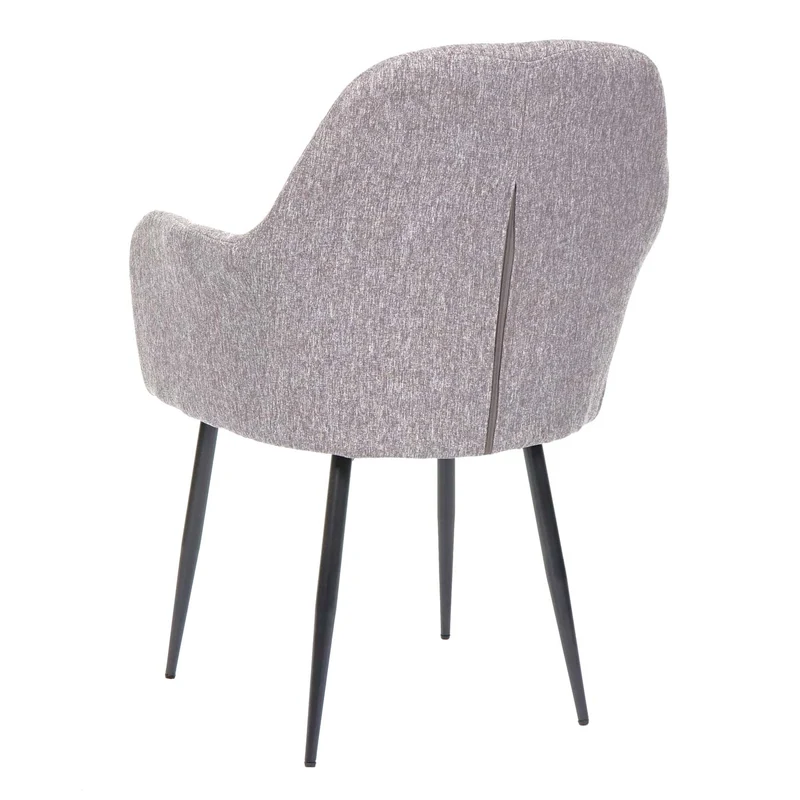 Lot de 2 chaises de salle à manger dossier arrondi design rétro en tissu gris pieds noirs 04_0007350