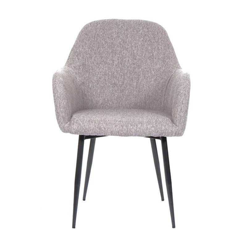 Lot de 2 chaises de salle à manger dossier arrondi design rétro en tissu gris pieds noirs 04_0007350