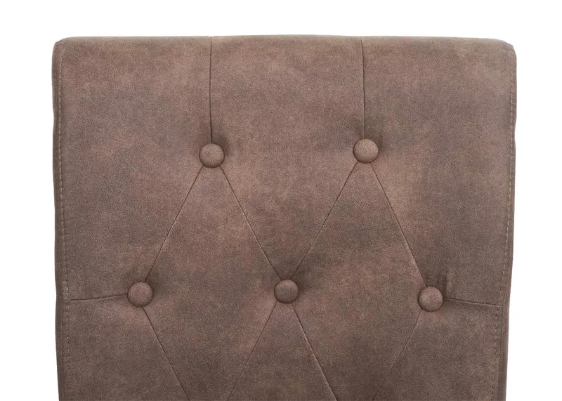 Lot de 2 chaises de salle à manger avec boutons décoratifs en tissu marron pieds foncé 04_0007316