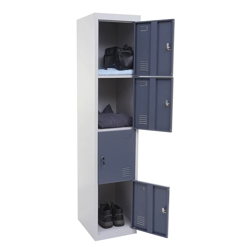 Casier armoire de rangement 4 compartiments verrouillables 180 x 38 x 45 cm acier gris anthracite 04_0007262