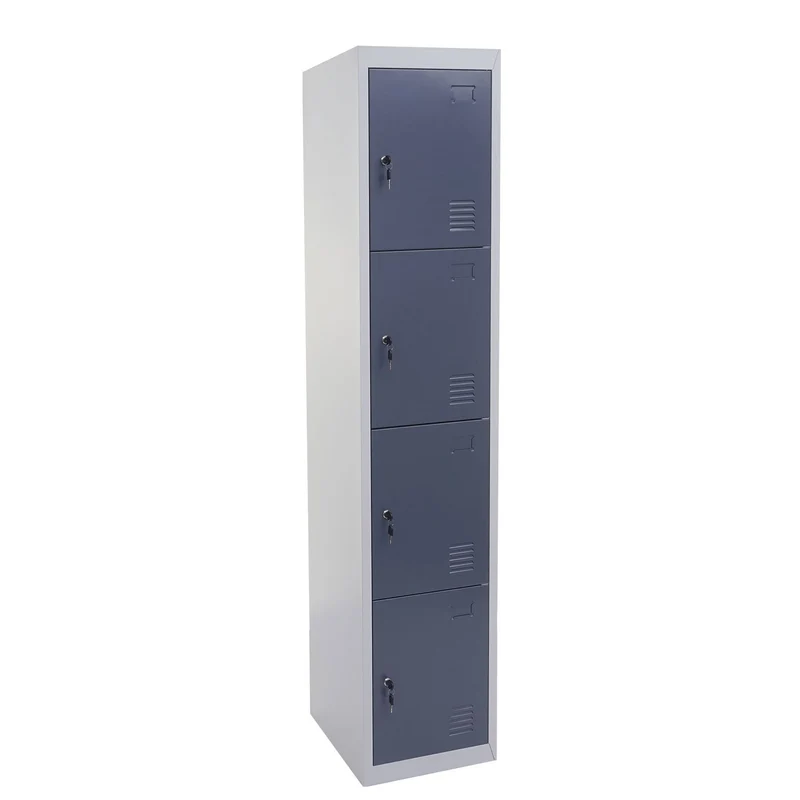 Casier armoire de rangement 4 compartiments verrouillables 180 x 38 x 45 cm acier gris anthracite 04_0007262