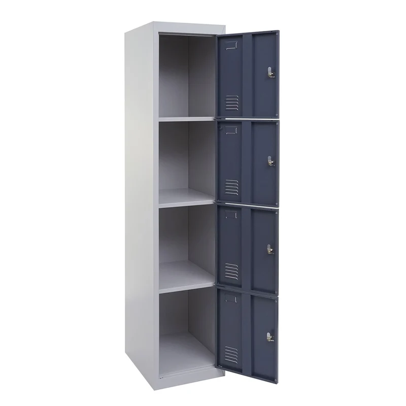Casier armoire de rangement 4 compartiments verrouillables 180 x 38 x 45 cm acier gris anthracite 04_0007262