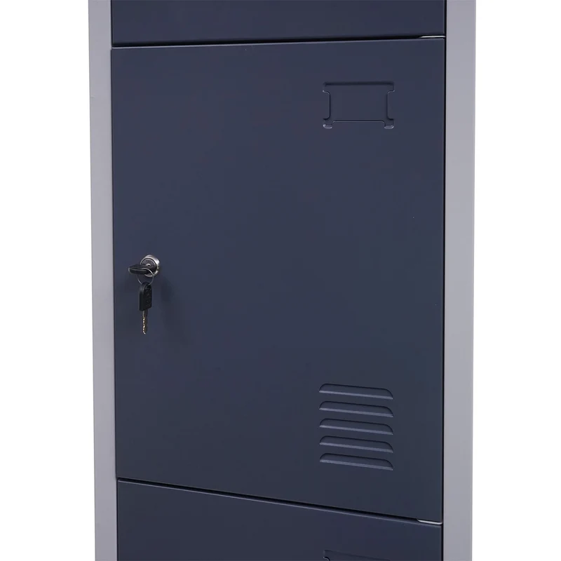 Casier armoire de rangement 4 compartiments verrouillables 180 x 38 x 45 cm acier gris anthracite 04_0007262