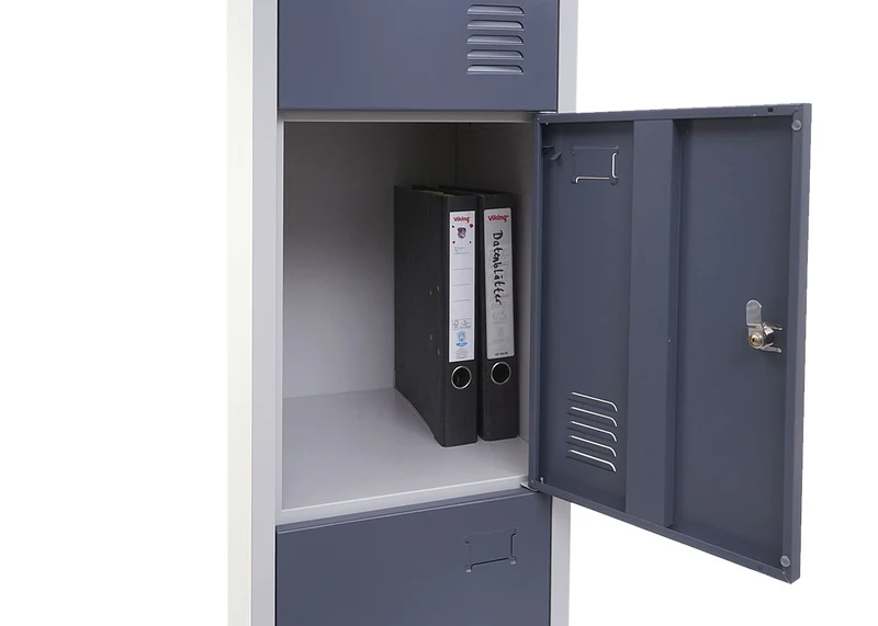 Casier armoire de rangement 4 compartiments verrouillables 180 x 38 x 45 cm acier gris anthracite 04_0007262
