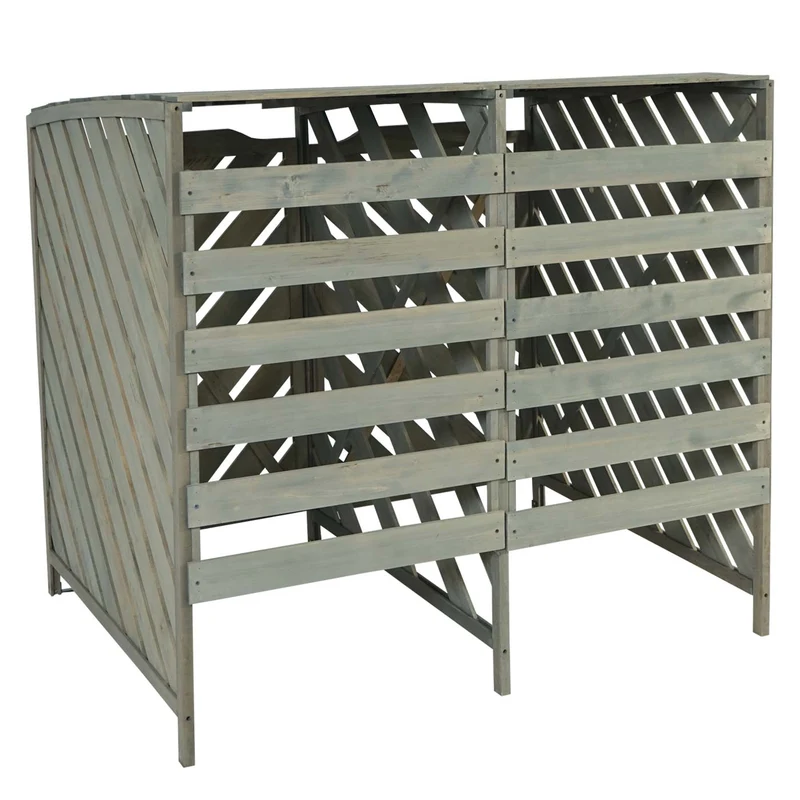 Abris poubelles pour poubelles d'une capacité de 60 à 240 litres 121 x 133 x 98 cm bois de sapin gris 04_0007008