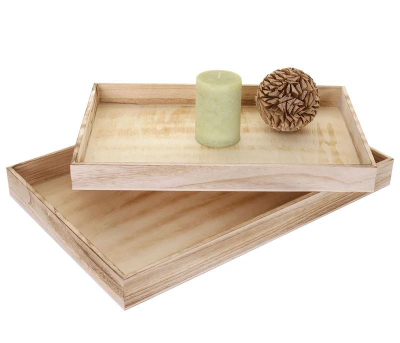 2x plateaux de différentes tailles plateau petit-déjeuner en bois aspect vieilli marron naturel 04_0007289