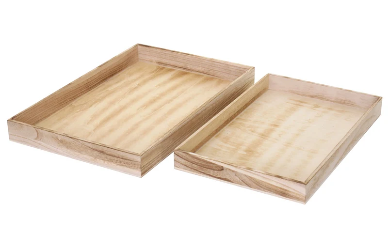 2x plateaux de différentes tailles plateau petit-déjeuner en bois aspect vieilli marron naturel 04_0007289