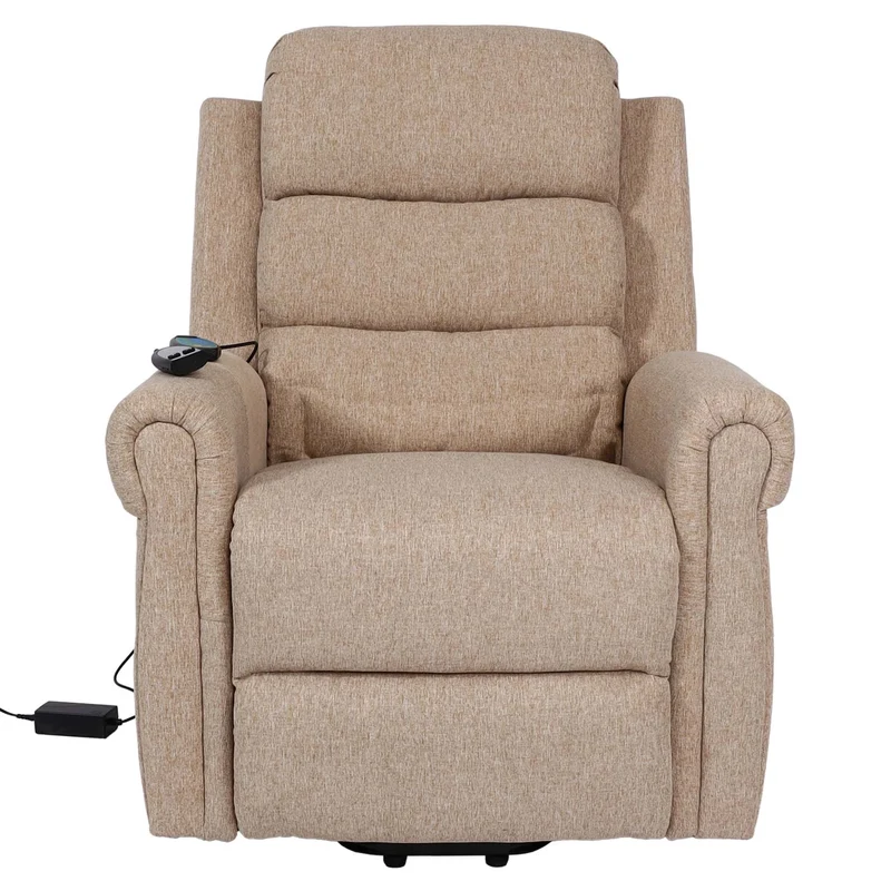 Fauteuil TV de relaxation fonction inclinable fonction massage et chauffage en tissu beige-marron 04_0006891