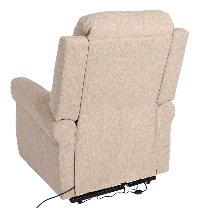 Fauteuil TV de relaxation fonction inclinable fonction massage et chauffage en tissu beige-marron 04_0006891