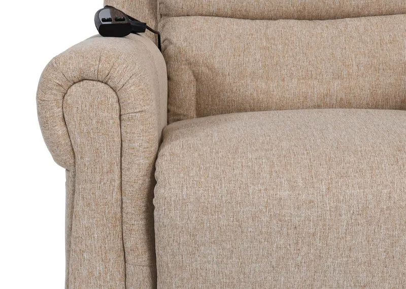 Fauteuil TV de relaxation fonction inclinable fonction massage et chauffage en tissu beige-marron 04_0006891