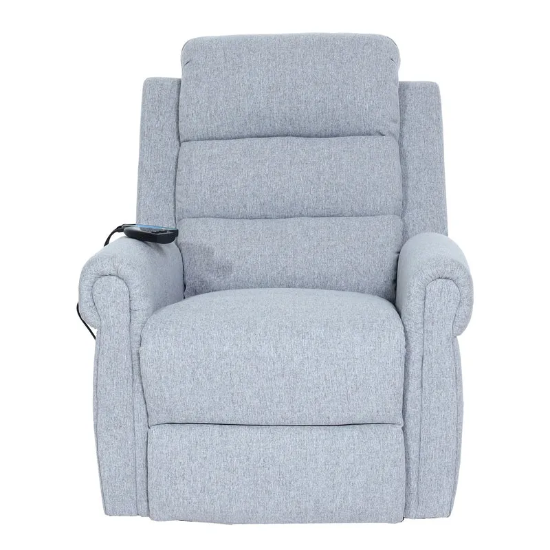 Fauteuil TV de relaxation fonction inclinable fonction massage et chauffage en tissu gris clair 04_0006892