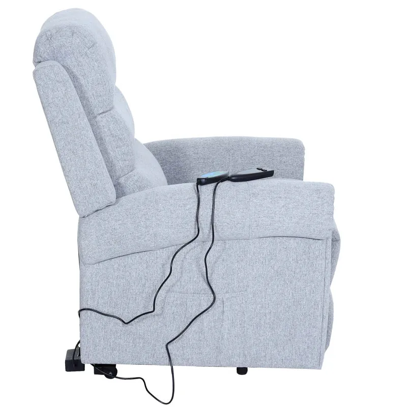 Fauteuil TV de relaxation fonction inclinable fonction massage et chauffage en tissu gris clair 04_0006892