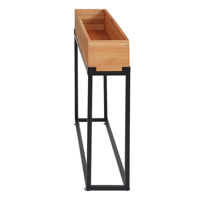 Potager surélevé bac à plantes bac à fleurs hauteur 62 cm en bois de sapin et acier 62x80x16 cm 04_0008182