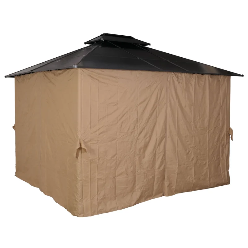 1x pergola avec toit et 4x parois latérales + moustiquaire structure en acier stable tissu crème 04_0008138