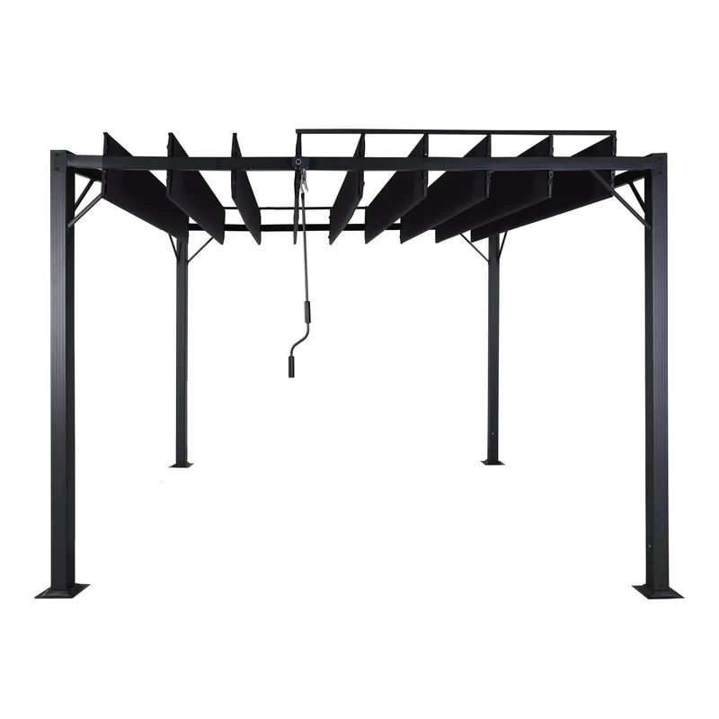 Pergola pavillon de jardin à lattes auvent de terrasse 8 cm cadre en aluminium tissu/textile 3 x 3m anthracite 04_0008118