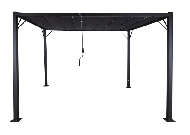 Pergola pavillon de jardin à lattes auvent de terrasse 8 cm cadre en aluminium tissu/textile 3 x 3m anthracite 04_0008118
