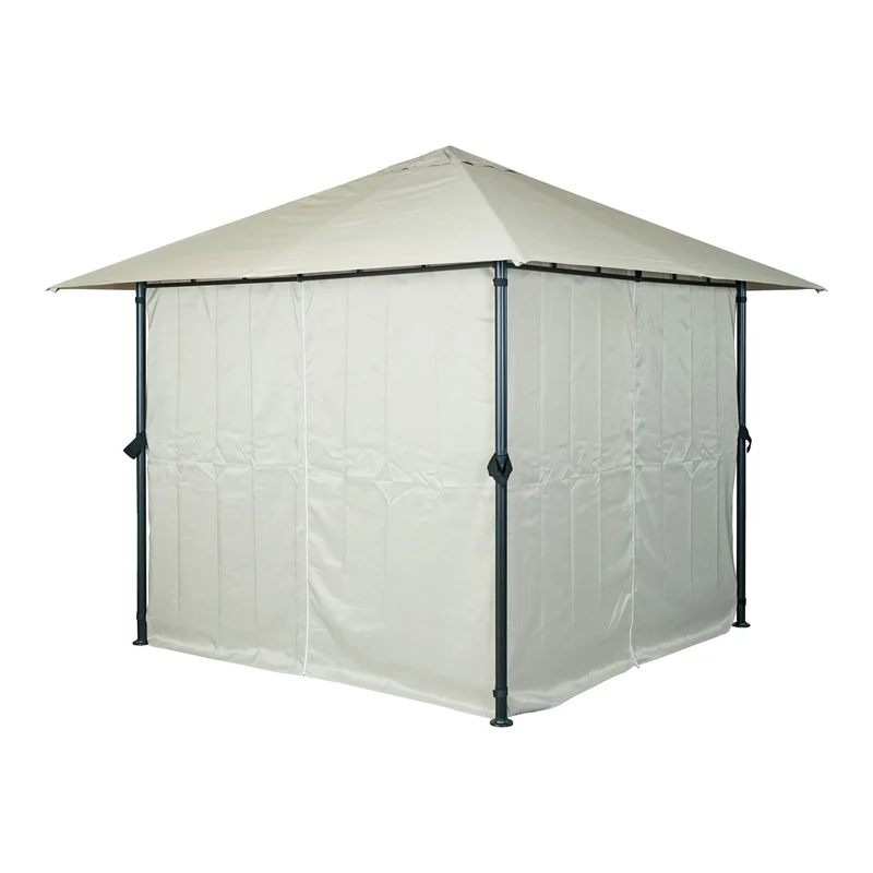 Pergola pavillon de jardin couverture de terrasse avec paroi latérale 3 x 3m crème-beige 04_0008116