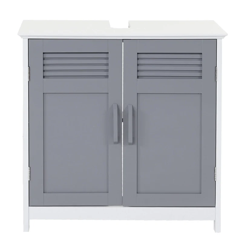 Meuble sous lavabo meuble de salle de bain sous évier 60 x 60 x 30 cm MDF gris 04_0007842