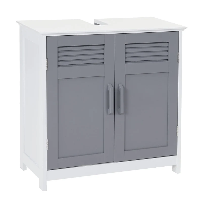 Meuble sous lavabo meuble de salle de bain sous évier 60 x 60 x 30 cm MDF gris 04_0007842