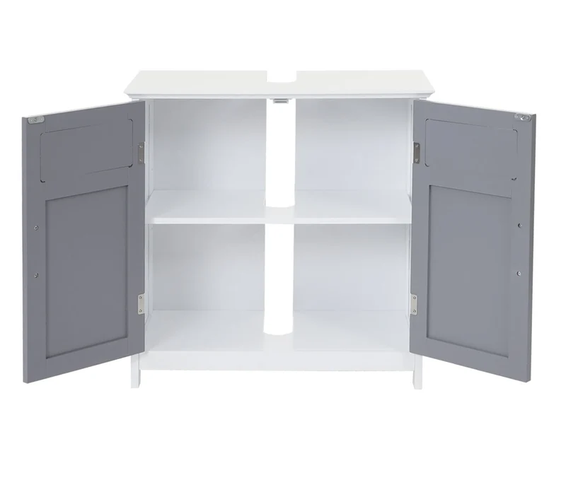 Meuble sous lavabo meuble de salle de bain sous évier 60 x 60 x 30 cm MDF gris 04_0007842