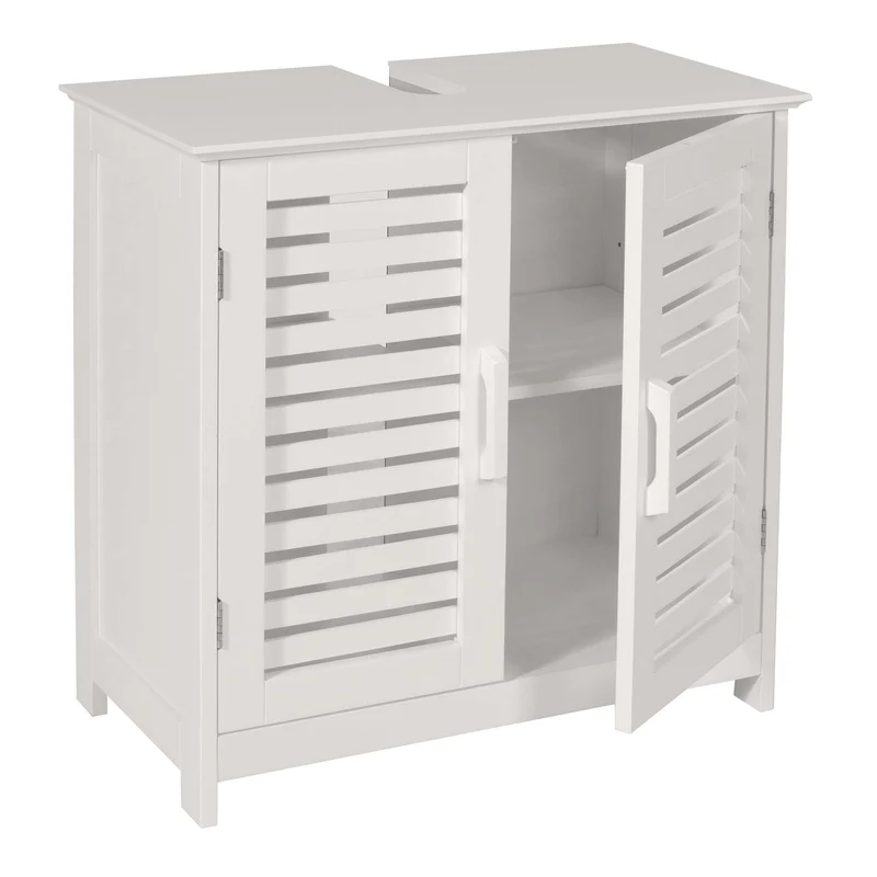 Meuble sous lavabo meuble de salle de bain sous évier avec rangement 60 x 60 x 30 cm MDF blanc 04_0007843