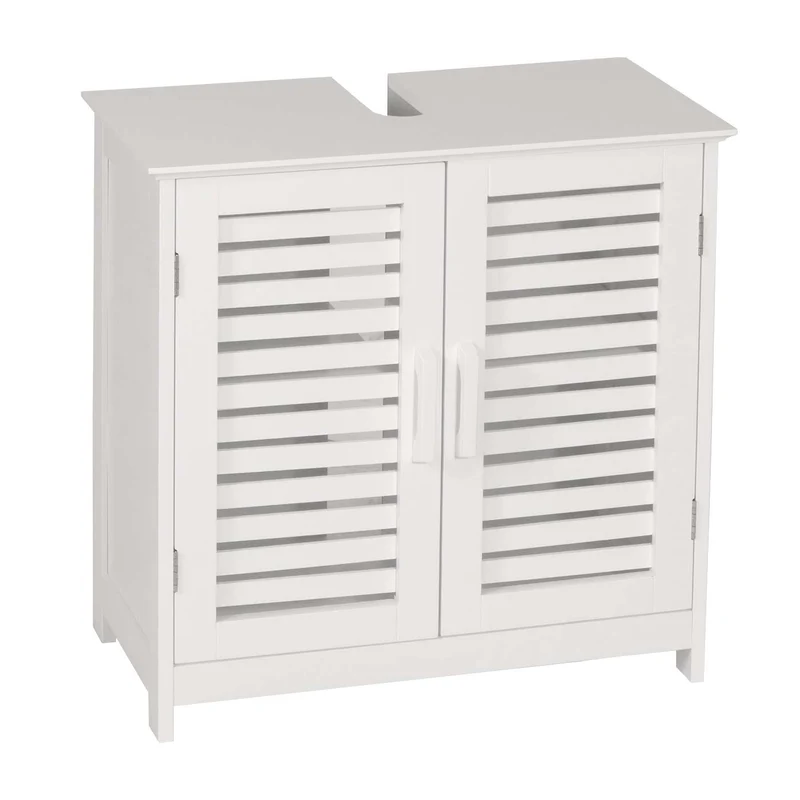 Meuble sous lavabo meuble de salle de bain sous évier avec rangement 60 x 60 x 30 cm MDF blanc 04_0007843