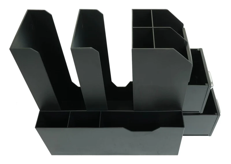Organisateur de bureau porte-stylo boîte de rangement avec 2 tiroirs et 7 compartiments 29 x 14 x 33 cm 04_0007893