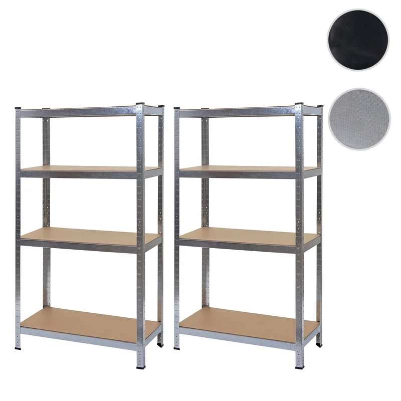 2x étagères pour charges lourdes 160 x 80 x 40 cm capacité de charge 320kg chacune en métal gris et MDF 04_0007484