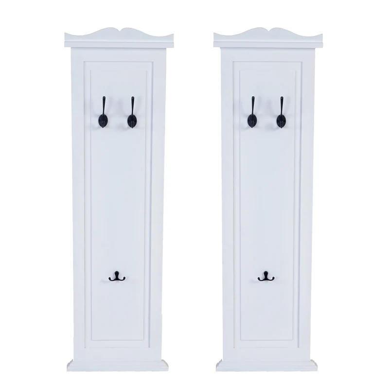 2x porte-manteaux mural avec 3 crochets en bois blanc 109 x 28 x 4 cm 04_0007421