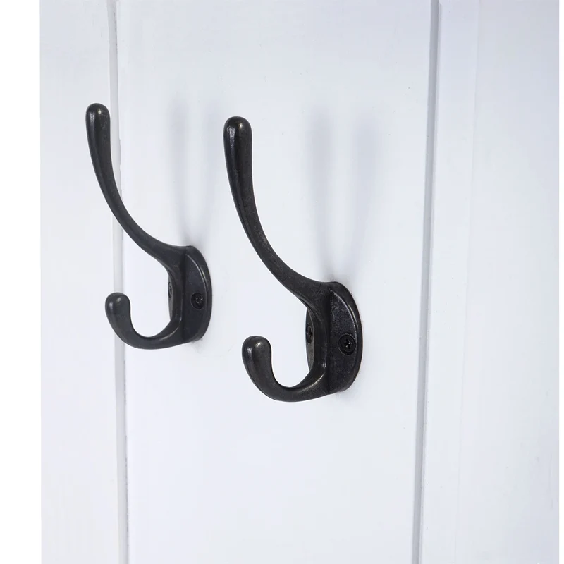 2x porte-manteaux mural avec 3 crochets en bois blanc 109 x 28 x 4 cm 04_0007421