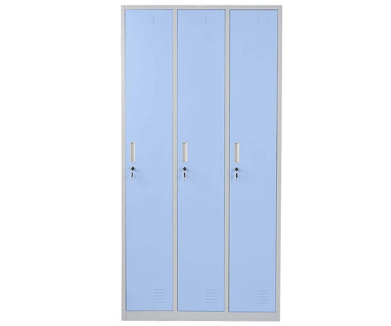 Casier avec 3 compartiments avec serrure tôle d'acier laminé bleu 180x90x50 cm 04_0007272