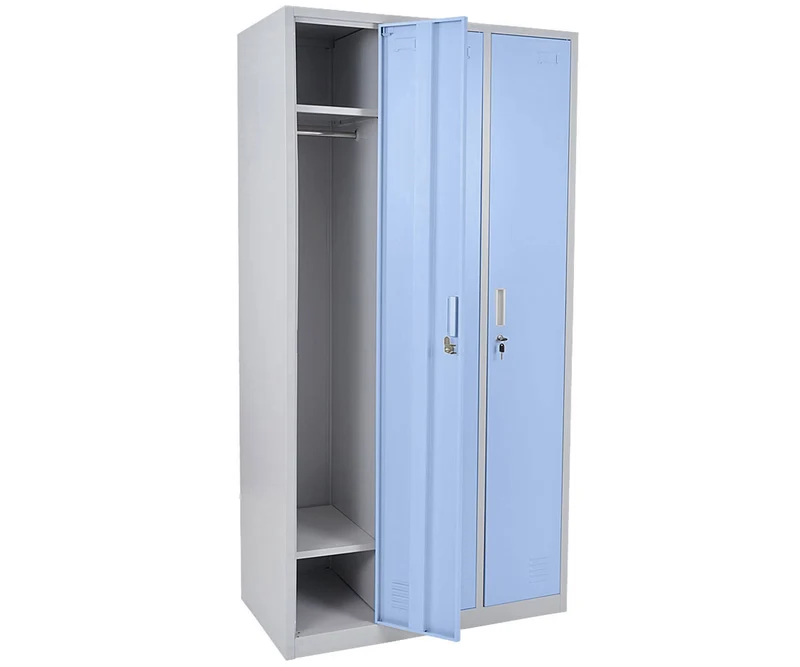 Casier avec 3 compartiments avec serrure tôle d'acier laminé bleu 180x90x50 cm 04_0007272