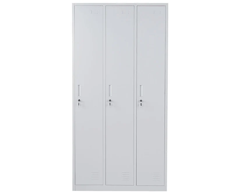 Casier avec 3 compartiments avec serrure tôle d'acier laminé gris 180x90x50 cm 04_0007273