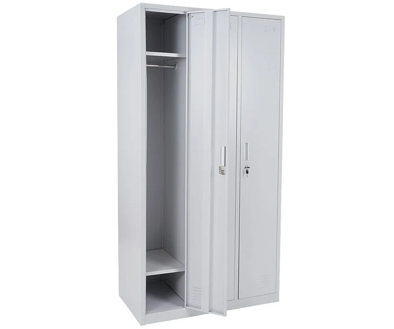 Casier avec 3 compartiments avec serrure tôle d'acier laminé gris 180x90x50 cm 04_0007273