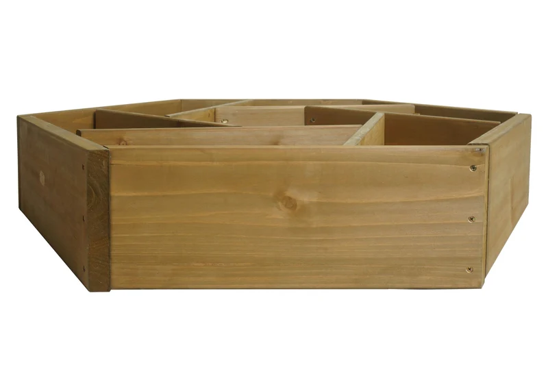 Jardinière pot de fleur parterre de fleurs 7 compartiments carré 100 x 87 cm extérieur bois de sapin marron 04_0007222