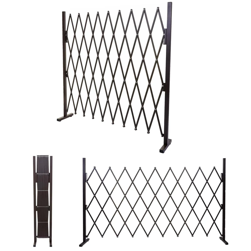 Grille de barrière grille à ciseau grille de protection des animaux extensible aluminium marron hauteur 153 cm largeur 32-265 cm 04_0006984