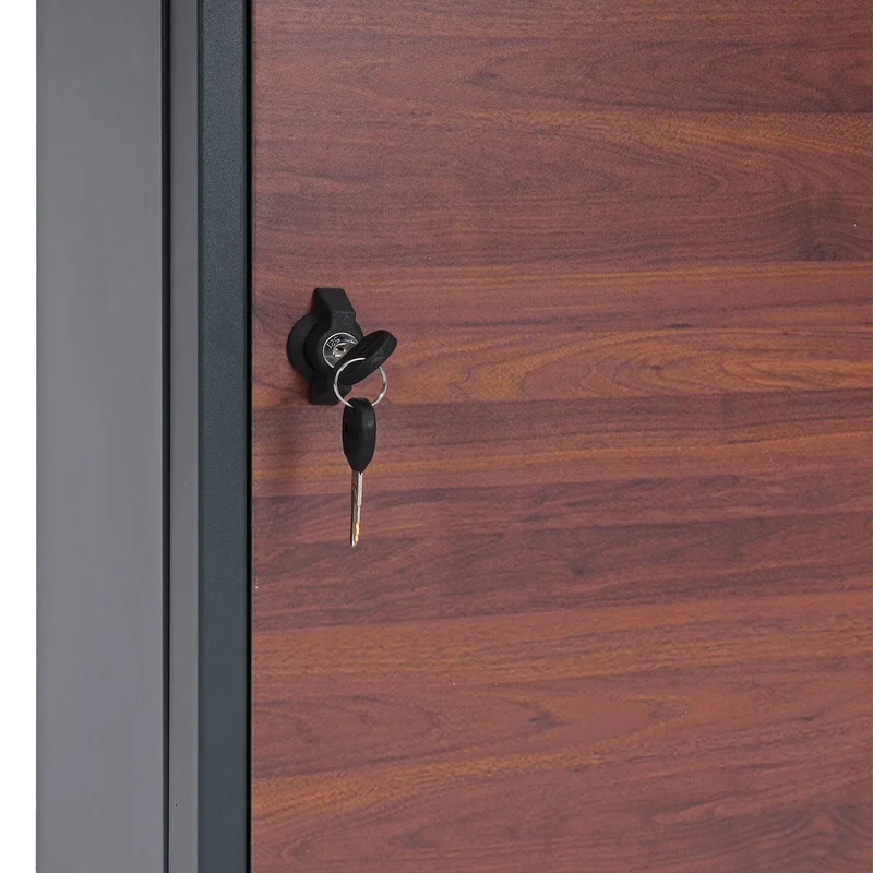 Boîte à colis sur pied avec serrure 140x46x45 acier aspect bois anthracite marron foncé 04_0005914