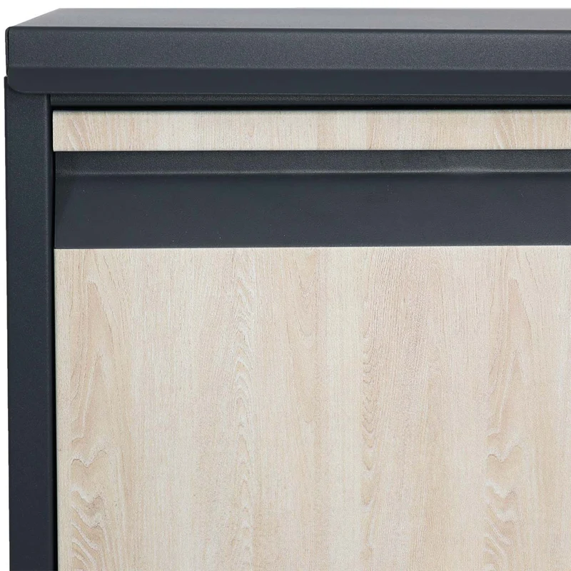 Boîte à colis sur pied avec serrure 140x46x45 acier aspect bois anthracite bois clair 04_0005911