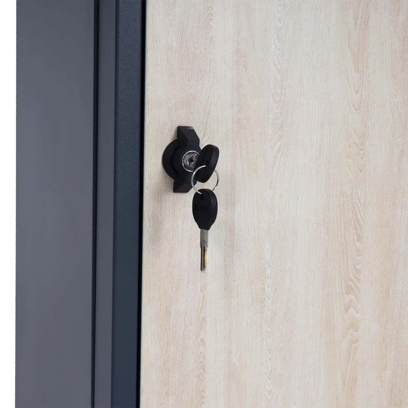Boîte à colis sur pied avec serrure 140x46x45 acier aspect bois anthracite bois clair 04_0005911
