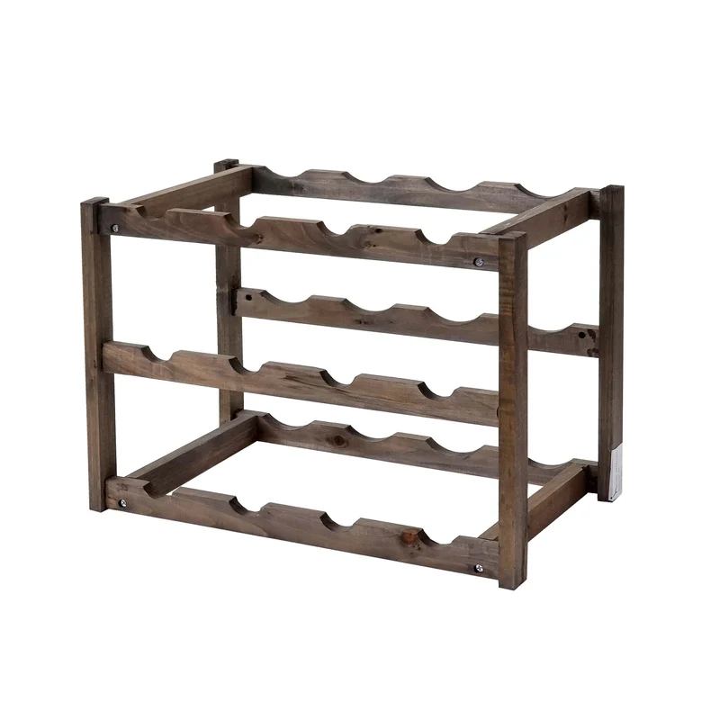 Lot de 3 étagères à vin rangement pour 12 bouteilles par étagères support à vin bois sapin 04_0006204