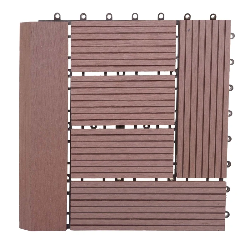 11x dalles carrelage WPC + finition aspect bois balcon/terrasse 30x30cm = 1 m² couleur café 04_0006199