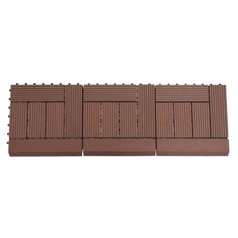 11x dalles carrelage WPC + finition aspect bois balcon/terrasse 30x30cm = 1 m² couleur café 04_0006199