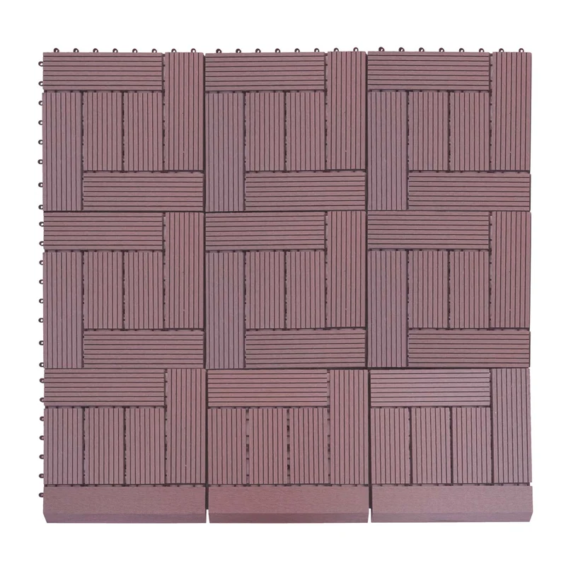 11x dalles carrelage WPC + finition aspect bois balcon/terrasse 30x30cm = 1 m² couleur café 04_0006199