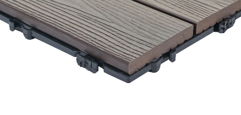 11x dalles carrelage WPC aspect bois balcon/terrasse structure 3d linéaire 30 x 30 cm = 1 m² gaufré gris-brun 04_0006193