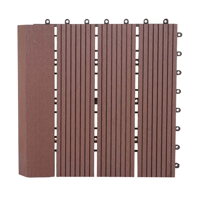 11x dalles carrelage WPC finition aspect bois balcon/terrasse 30 x 30 cm = 1 m² couleur café linéaire vertical 04_0006196