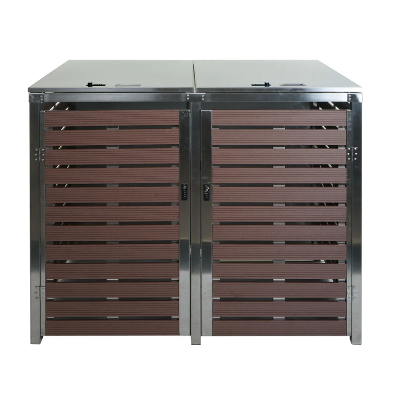 Cache-poubelle abris poubelle vérouillable 117x144x102 cm wpc acier inoxydable anthracite 04_0006087