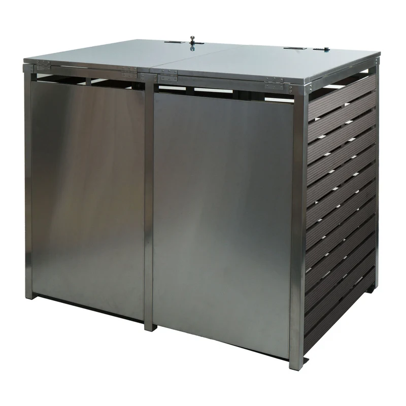 Cache-poubelle abris poubelle vérouillable 117x144x102 cm wpc acier inoxydable anthracite 04_0006087